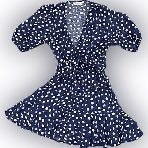 Kivari polka dot navy blue dress small